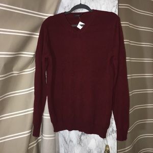 Forte Cashmere V-Neck Sweater Burgundy M